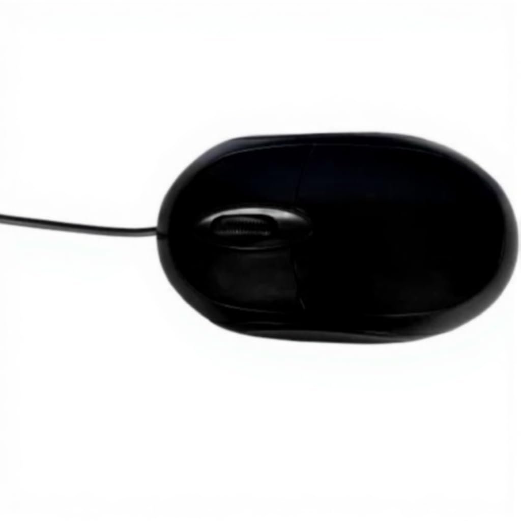 USB Optical Mouse, Black, Wired Computer Mouse with Long Cable, Ergonomic Design for Desktop PC and Laptop