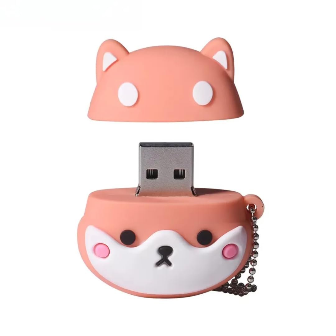 SippyTales~Cartoon USB Flash Drive, Orange and White Design, Cute Dog Style Portable Storage Device, 2.0, High Speed (64, GB)