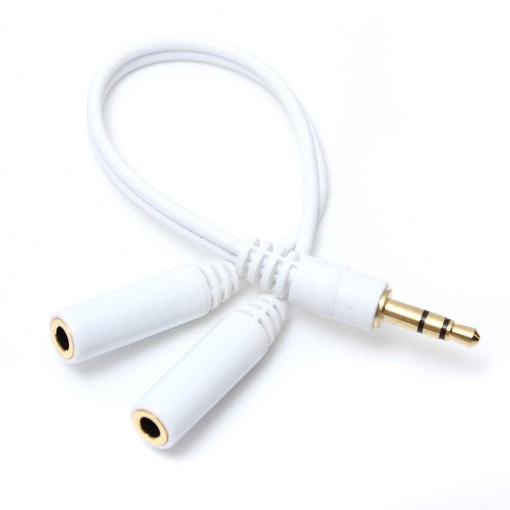 3.5mm jack 1 male to 2 female Stereo headphone earphone Jack Y Splitter audio adapter Cable (Multicolor - Color may vary)