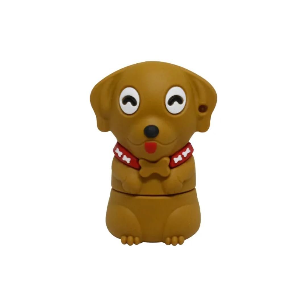SippyTales~Cute Dog USB Flash Drive, Brown Puppy Design Memory Stick with Red Bone Collar, Novelty Animal Storage Device, 2.0 Pen Drive, High Speed Data Transfer (4, GB)