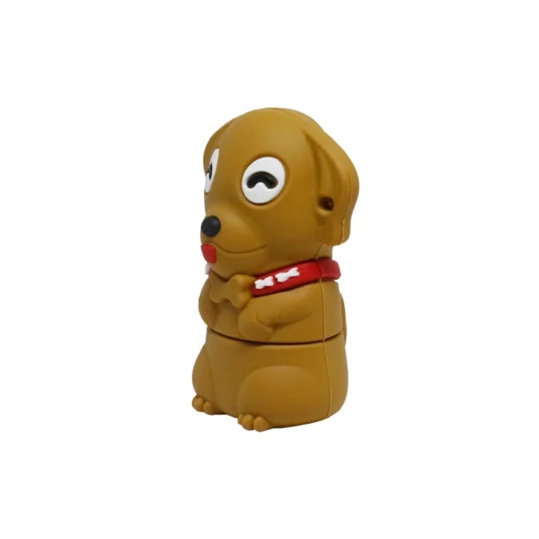 SippyTales~Cute Dog USB Flash Drive, Brown Puppy Design Memory Stick with Red Bone Collar, Novelty Animal Storage Device, 2.0 Pen Drive, High Speed Data Transfer (4, GB)