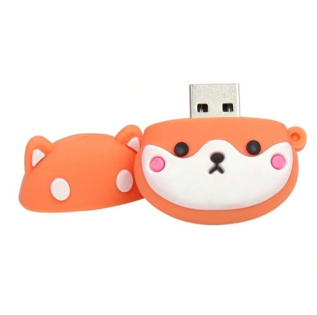 SippyTales~Cartoon USB Flash Drive, Orange and White Design, Cute Dog Style Portable Storage Device, 2.0, High Speed (64, GB)