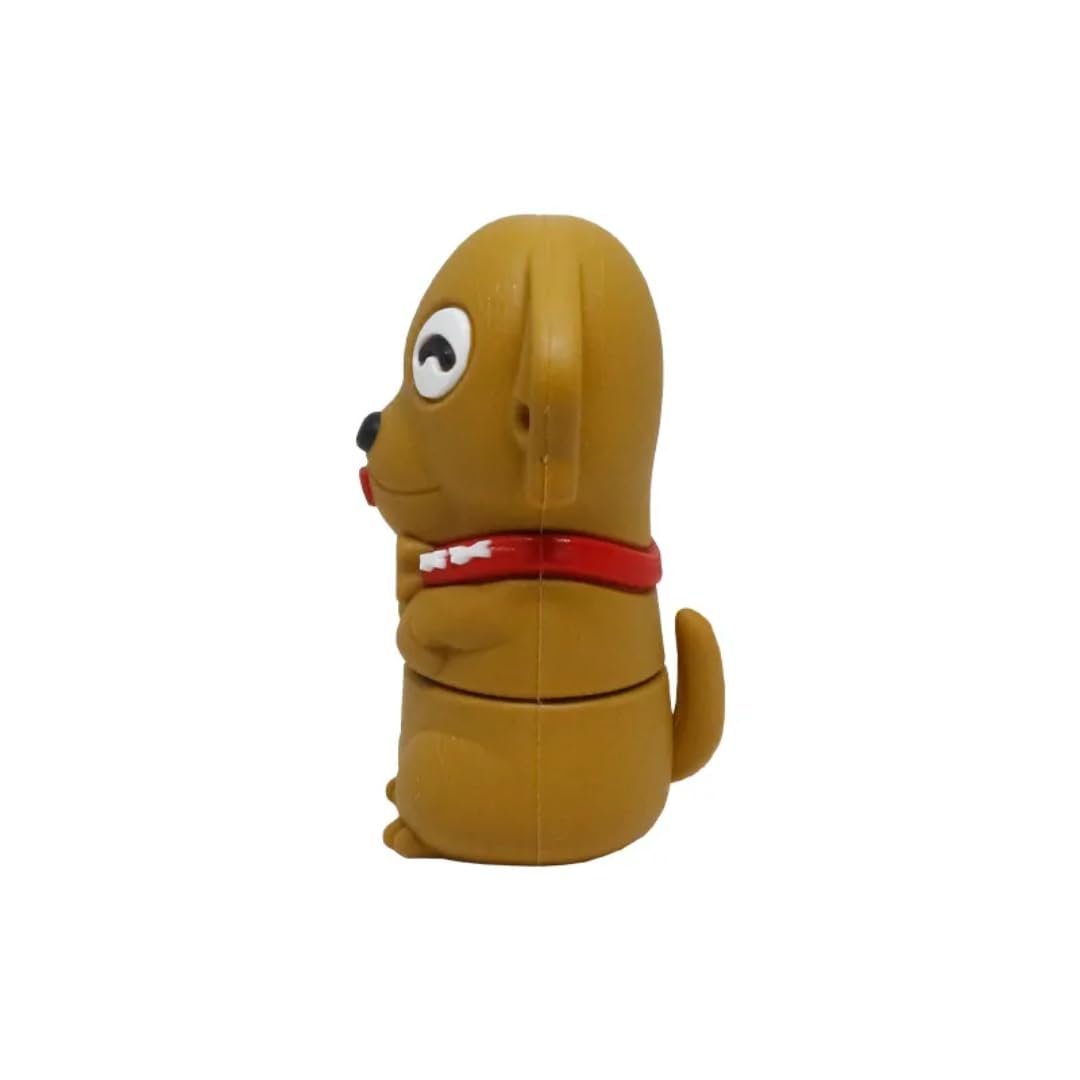 SippyTales~Cute Dog USB Flash Drive, Brown Puppy Design Memory Stick with Red Bone Collar, Novelty Animal Storage Device, 2.0 Pen Drive, High Speed Data Transfer (4, GB)
