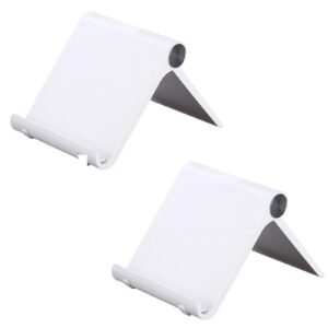 Tablet Stand, Smartphone Stand, ABS Material, Lightweight, Foldable, Adjustable Angle, Anti-Slip, Suitable for Smartphones and Tablets (White - Set of 2)