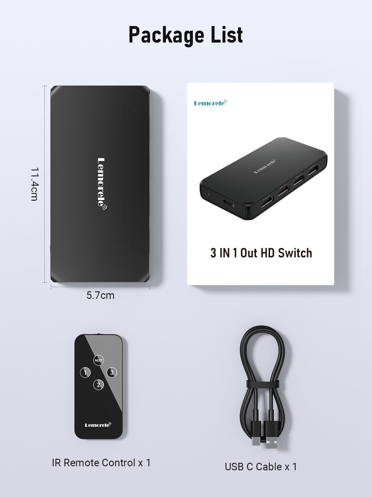 4K HDMI Switch, 3 in 1 Out HDMI Splitter, Triple Multiview Seamless Switcher Selector with Remote Control (Batteries not Included)