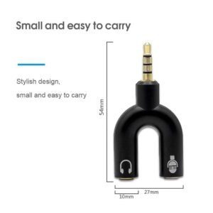 Best 3.5 mm Audio Stereo U Splitter Adapter, 3.5mm Male to 2 Port Female for Earphone, Adapter for Smartphone, Tablets, MP3 Players-(Black)- 2 Pcs