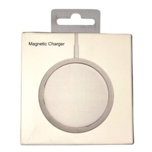 Magnetic Wireless Charger, Round Design, White and Silver
