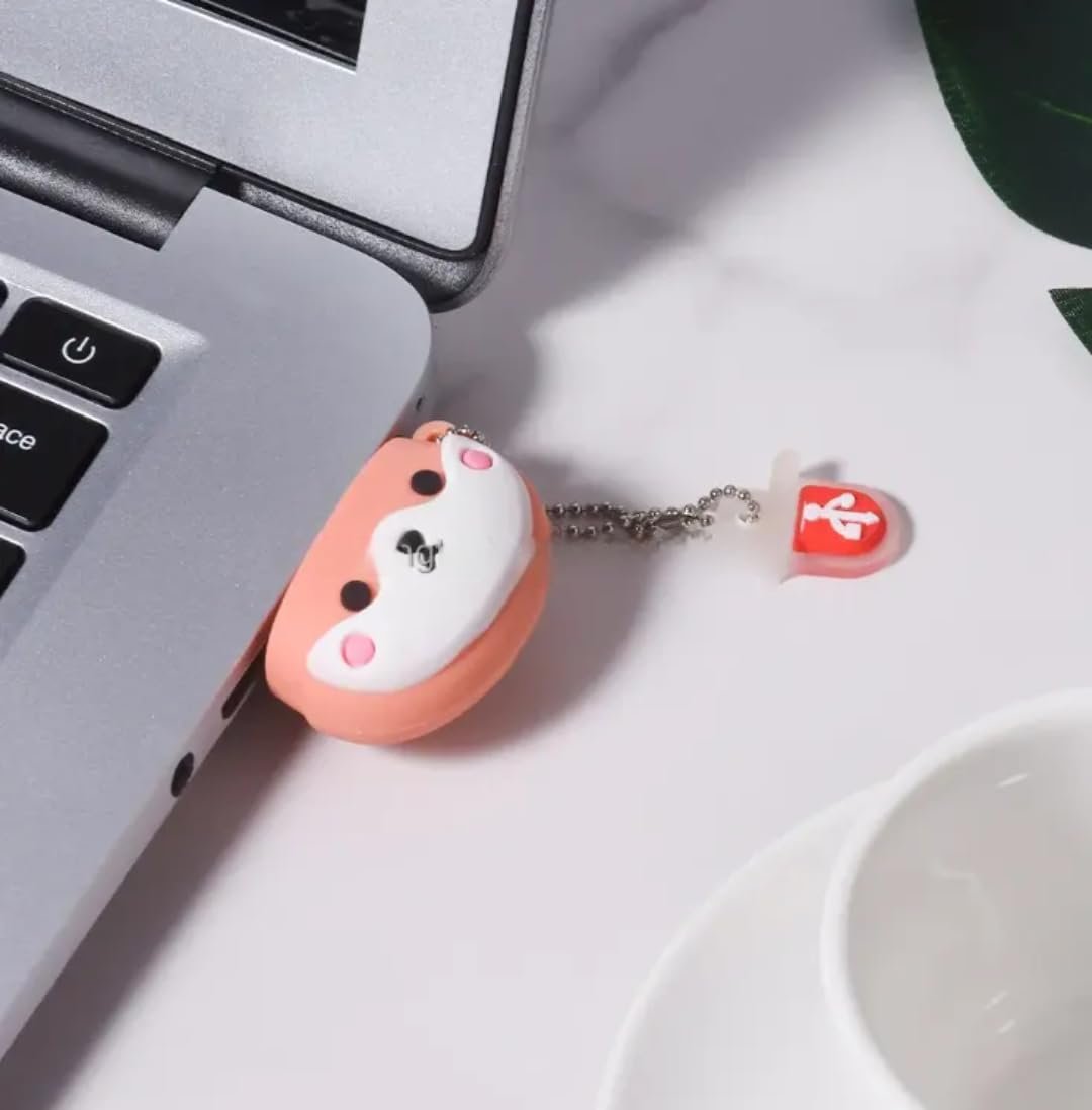 SippyTales~Cartoon USB Flash Drive, Orange and White Design, Cute Dog Style Portable Storage Device, 2.0, High Speed (64, GB)