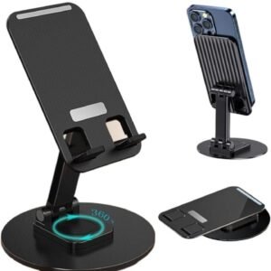 Mobile Phone Stand for Desk with 360° Rotation, Foldable