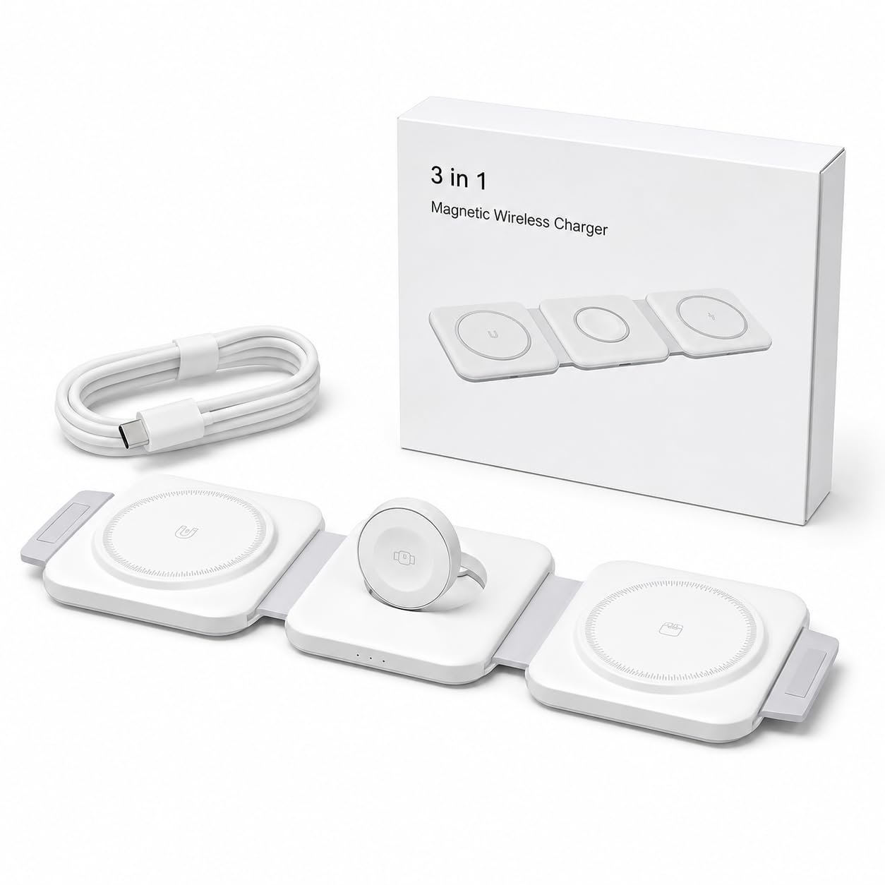 3 in 1 Foldable Wireless Charging Station, White