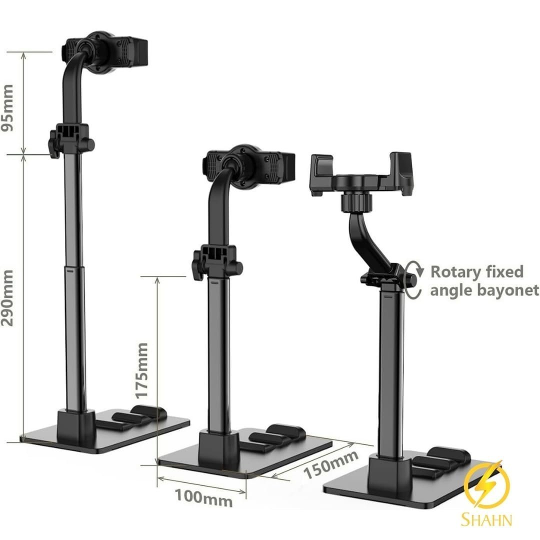 Universal Adjustable Phone Stand: Sturdy Desk Holder with Anti-Slip Clamp for Smartphones and Tablets.