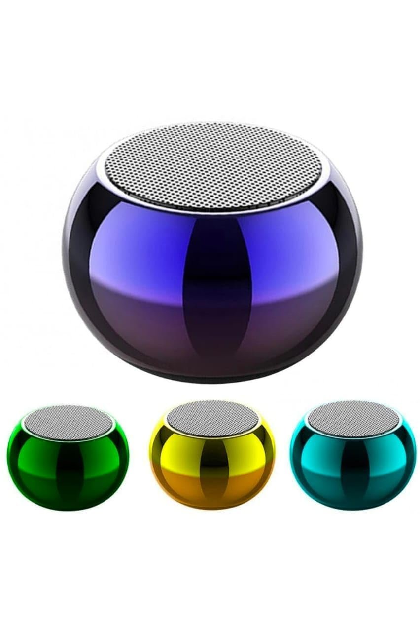 Ultra Mini Wireless Bluetooth Speaker with Heavy Metal Electroplating Round Speaker | Wireless Power Button Controlled, Long Lasting Battery & Quick Charge Pack of 1 (Multicolor)