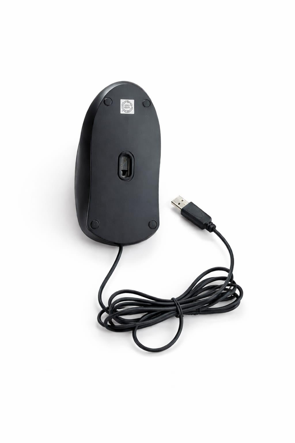 Wired USB Optical Mouse, Black, Ergonomic Design, Plug & Play, Compatible with Laptop & Desktop