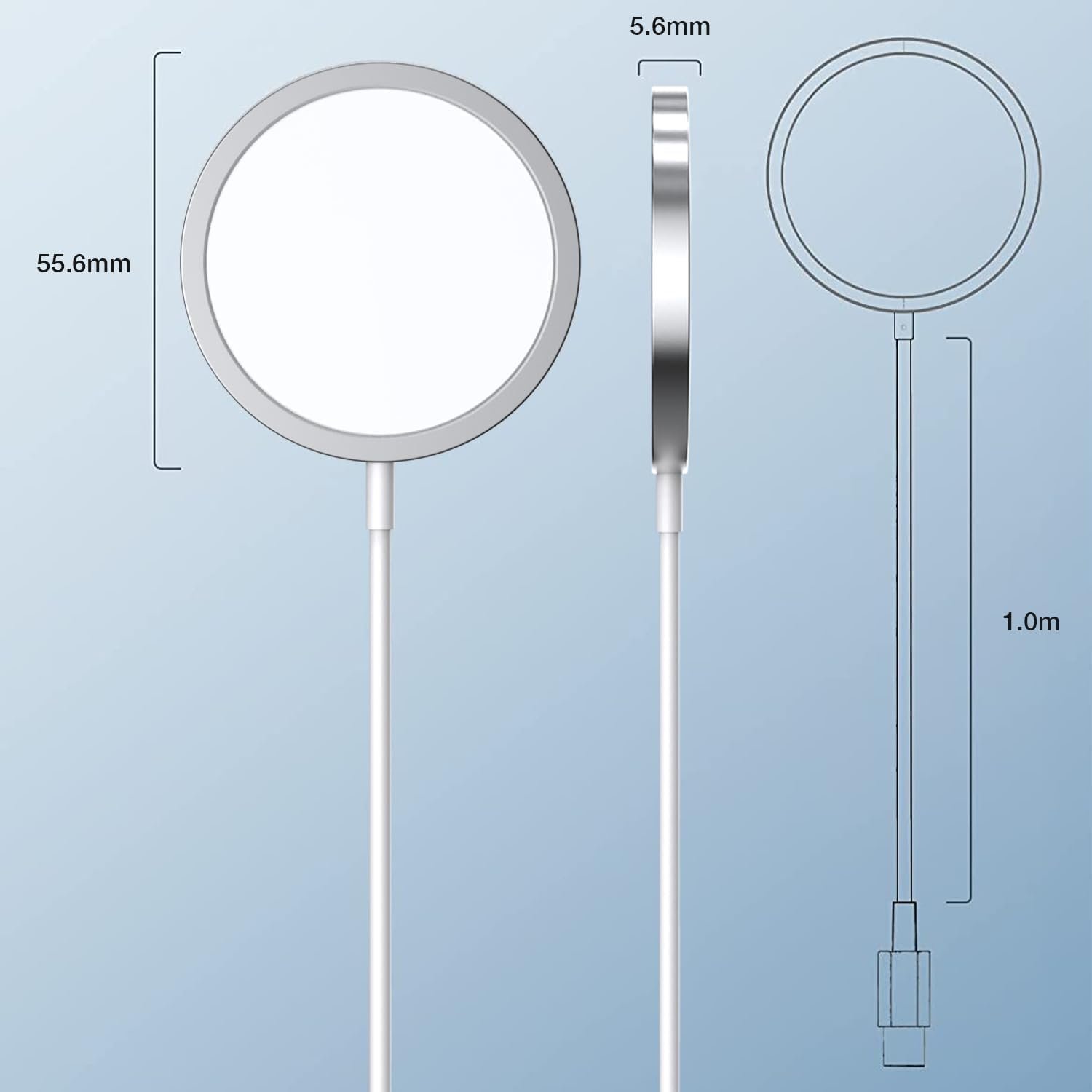 Magnetic Wireless Charger for iPhone, 15W Fast Charging USB-C, Qi Type-C Inductive Charging Station Compatible with iPhone 17/16/15/14/13/12 Series