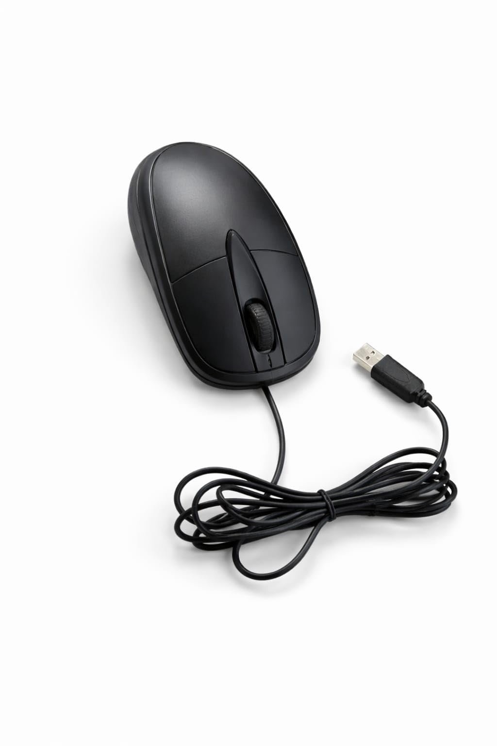 Wired USB Optical Mouse, Black, Ergonomic Design, Plug & Play, Compatible with Laptop & Desktop