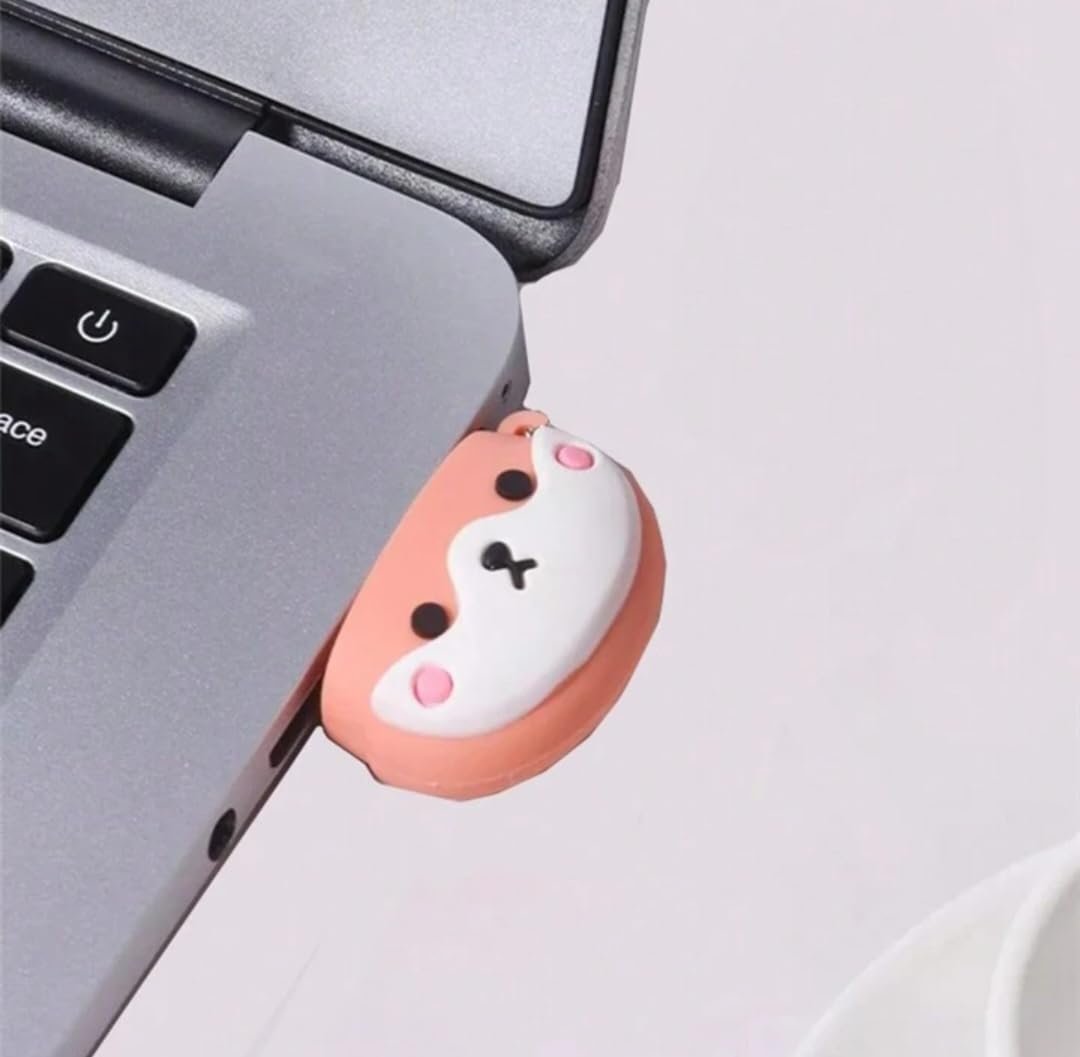 SippyTales~Cartoon USB Flash Drive, Orange and White Design, Cute Dog Style Portable Storage Device, 2.0, High Speed (64, GB)