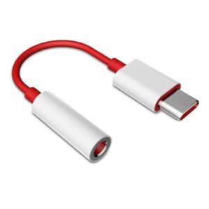 USB Type-C to 3.5mm Audio Jack Adapter, Red and White, for Headphones and Earphones