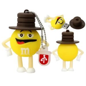 SippyTales ~Cute CartoonUSB Flash Drive, Yellow & Pink Character with Brown Hat,Portable Memory Stick, Novelty Design Keychain Pendrive,2.0, High Speed, for Gifting, Birthday,School (Yellow, 16, GB)