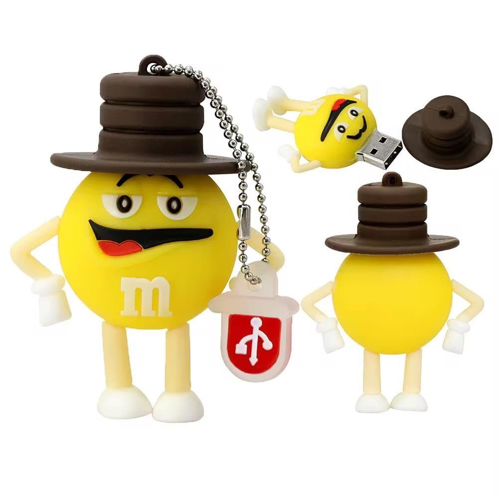 SippyTales ~Cute CartoonUSB Flash Drive, Yellow & Pink Character with Brown Hat,Portable Memory Stick, Novelty Design Keychain Pendrive,2.0, High Speed, for Gifting, Birthday,School (Yellow, 16, GB)
