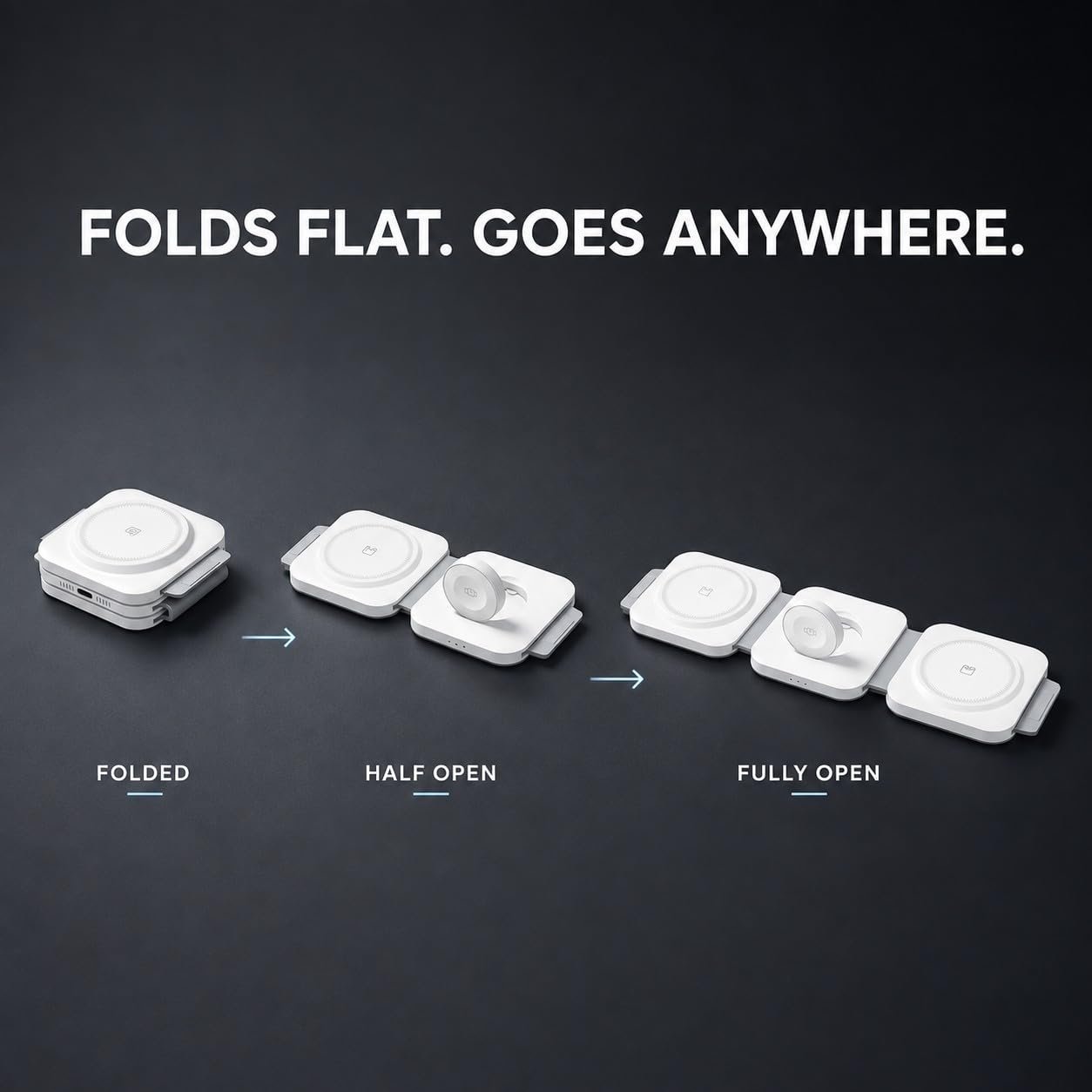 3 in 1 Foldable Wireless Charging Station, White