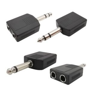 ® [ 4 Pieces ] 1/4" Mono to 2 x 6.35mm Female Splitter & 1/4" Mono to 2 x 6.35mm Female Splitter ; Headphone Microphone Splitter Converter ; Audio Jack Plug Adapter 6.35 mm Male Splitters