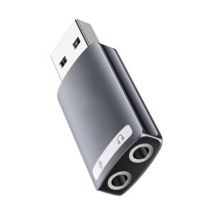 USB External Sound Card Adapter with Dual TRS 3-Pole 3.5mm Headphone and Microphone USB to 3.5mm Aux Audio Converter for Windows Mac Linux PC Laptops Desktops PS5 [NOT for TV/CAR ]