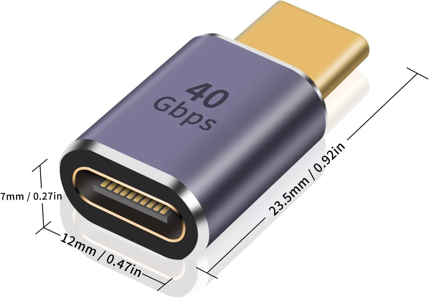USB C Adapter, USB Type C Male to Female Adapter Extender Support 100W, 40Gbps, 8K@60Hz for Thunderbolt 4/3, MacBook Pro/Air, Laptop, Tablet, Phones and More Type C Devices (Male to Female)