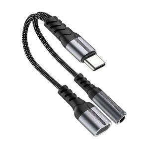 USB C to 3.5mm Headphone Jack Adapter with 60W PD Fast Charging DAC Chip HiFi Audio USB Type C to AUX Converter Compatible with Samsung S25 S24 OnePlus Xiaomi iPad MacBook Pixel