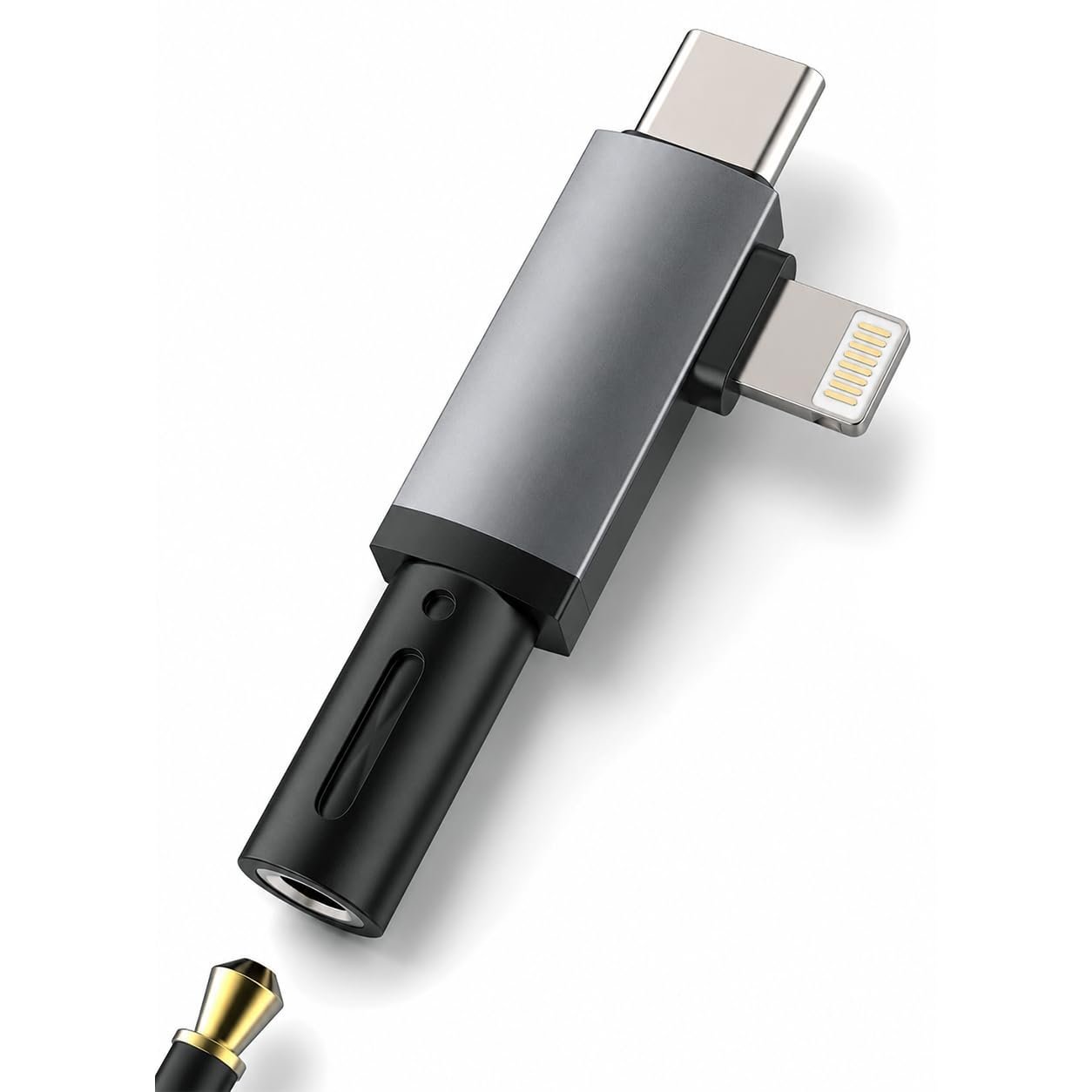 ® 2 in 1 Audio Adapter USB C and Light to 3.5mm Jack Converter