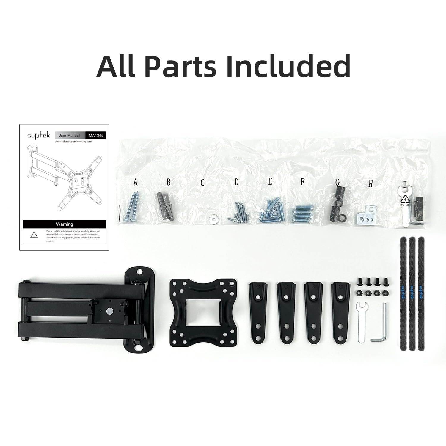 Full Motion TV Monitor Wall Mount for Most 13-43 Inch LED LCD Flat Curved Screen TVs & Monitors, Articulating Arms Swivel Tilt Extension Rotation, Max VESA 200x200mm up to 44lbs, MA1345