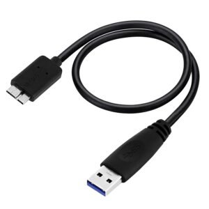 USB 3.0 Type A Male to Micro B Cord for WD/Seagate/Toshiba/Samsung/Hitachi, etc External Hard Disk/Drives Cables (Black) (1.5ft)