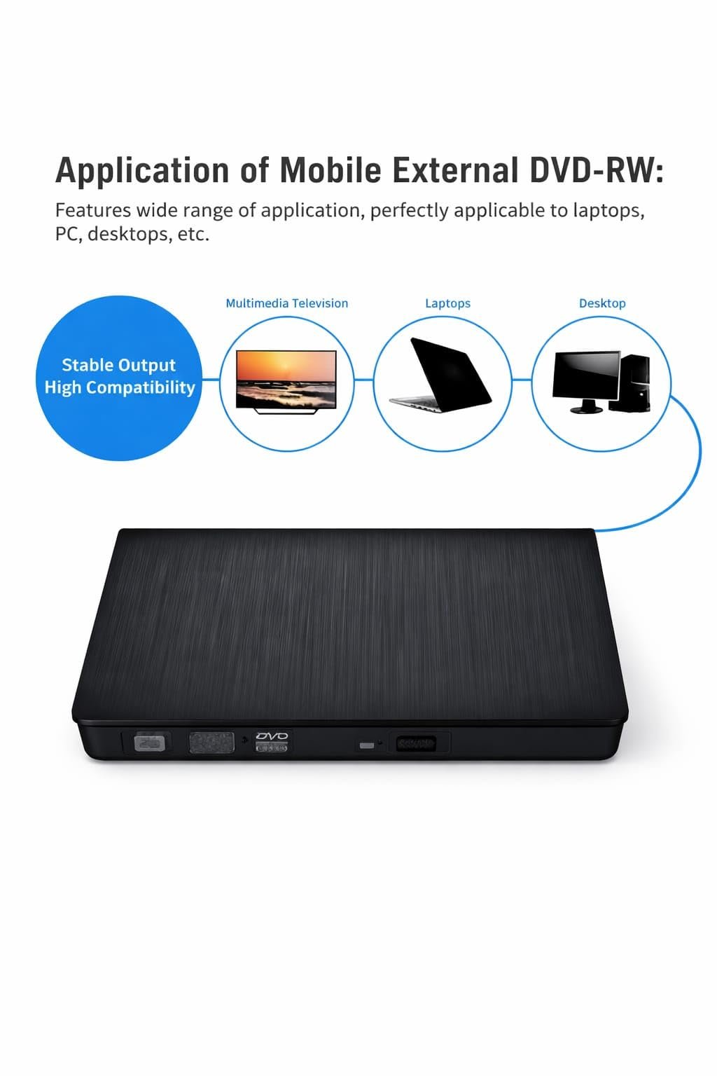 USB 3.0 Pop-up Mobile External DVD-RW Portable Drive ODD External DVD Drive ROM Player Writer for Windows Linux Mac Plug & Play