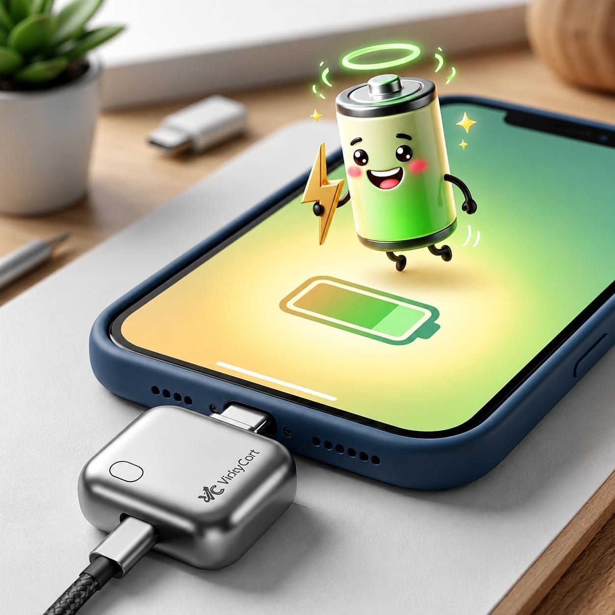 USB-C Smart Auto Eject Adapter | Full-Charge Separator USB-C Smart Overcharge Protector, 140W Fast Charging, Auto Cut-Off, Compatible with iPhone, Android, MacBook, Laptop