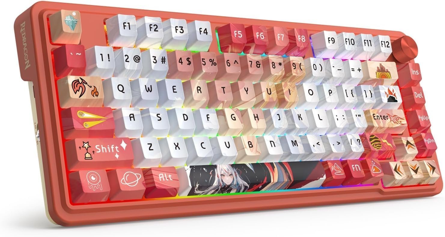K673 PRO SE 75% 81 Keys Wireless Gasket RGB Gaming Keyboard, 3-Mode Anime Mechanical Keyboard w/Hot-Swap Socket, Dedicated Knob Control & 5-Layer Noise Dampening, Custom Hi-Fi Linear Switch