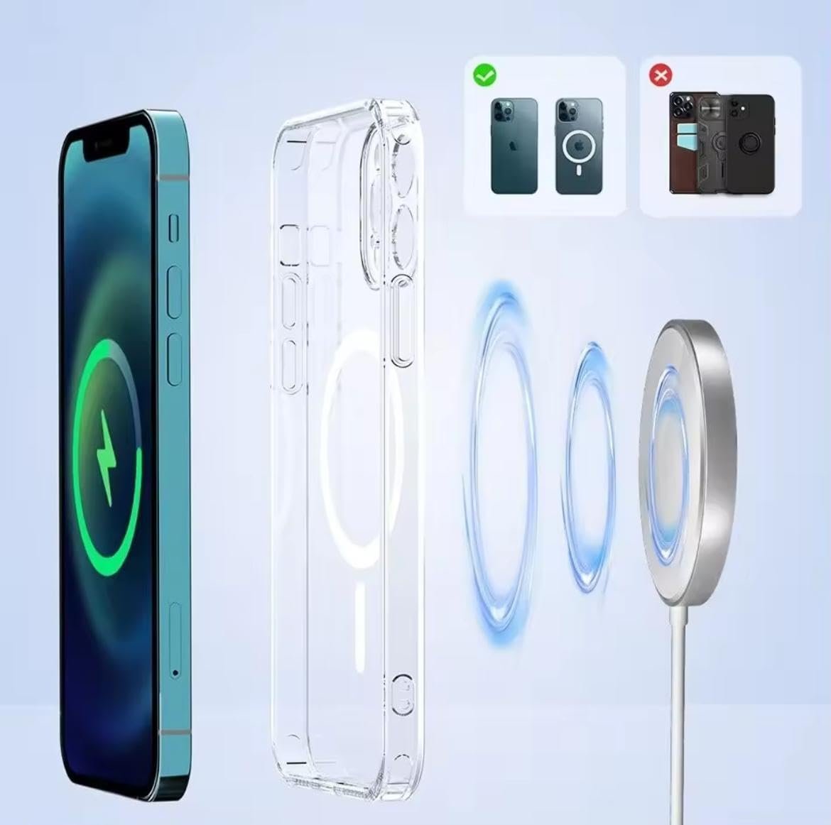 15W Magnetic Induction Wireless Charger with Fast Type-C Charging – Compatible with iPhone 15/14/13/12/11 Series (Standard, Pro, Pro Max) & AirPods