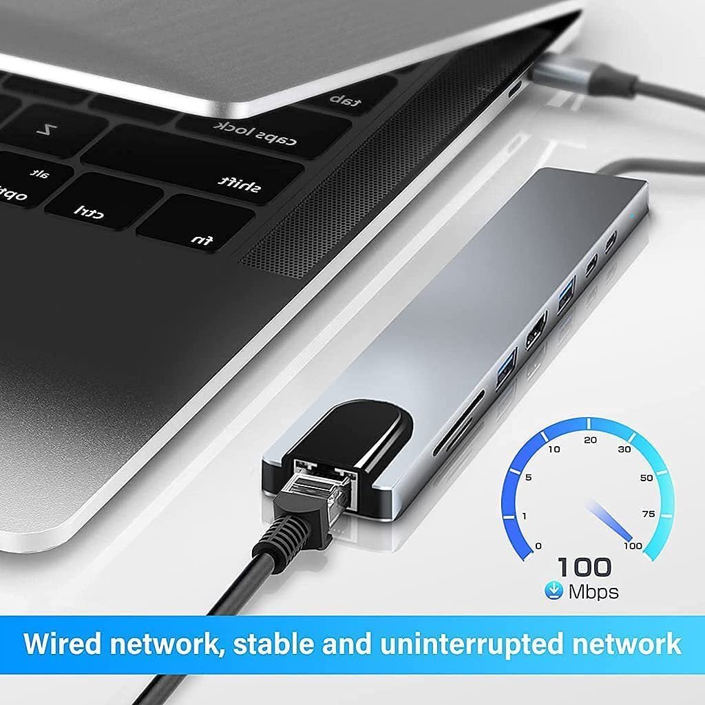 GENERIC USB C HDMI Adapter 8 in 1 Type C Docking Station Aluminum with 4K HDMI Output, RJ45,2 USB 3.0 Ports,Compatible with MacBook Pro