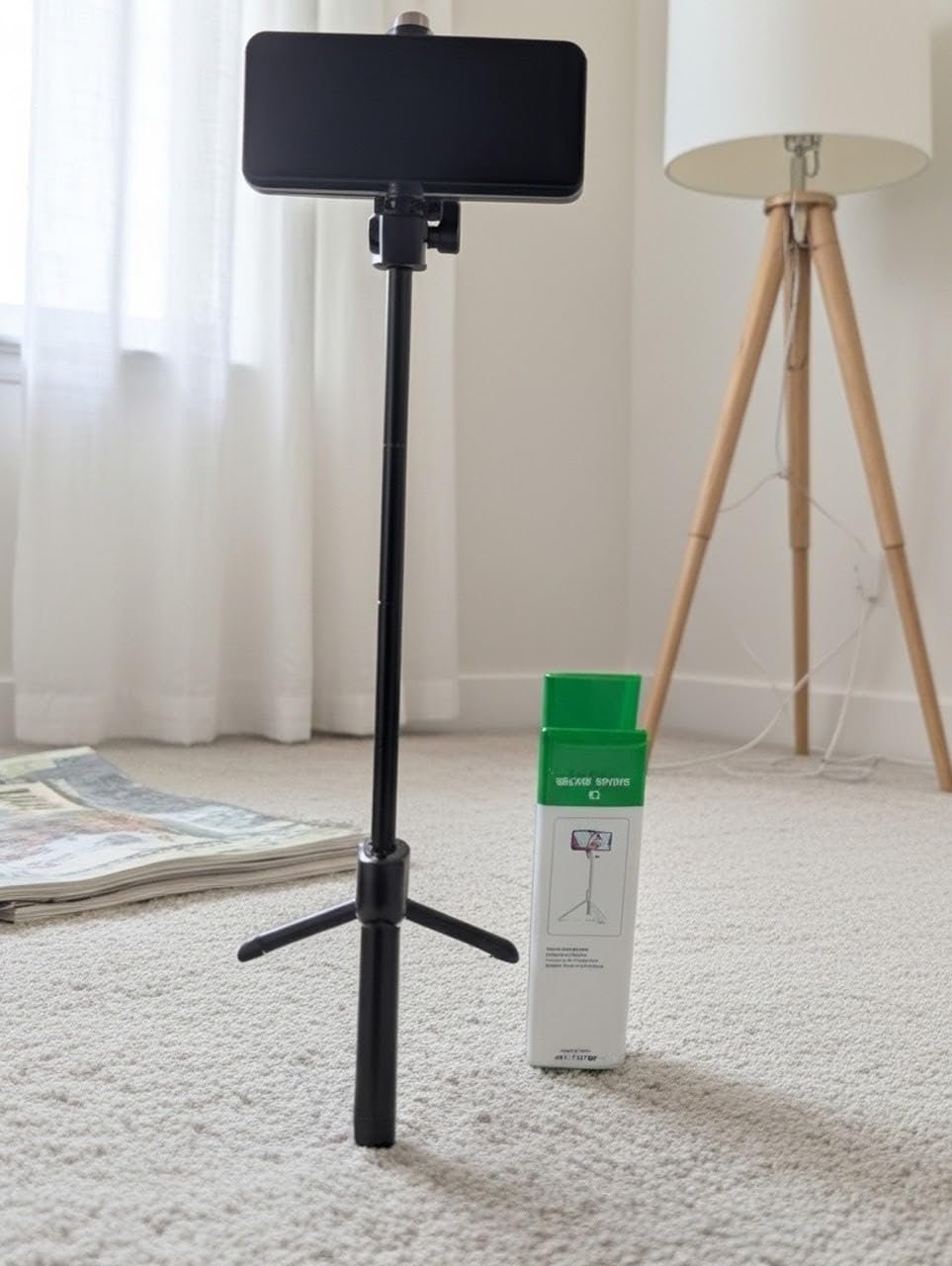 Phone Tripod Stand with Adjustable Height, Black