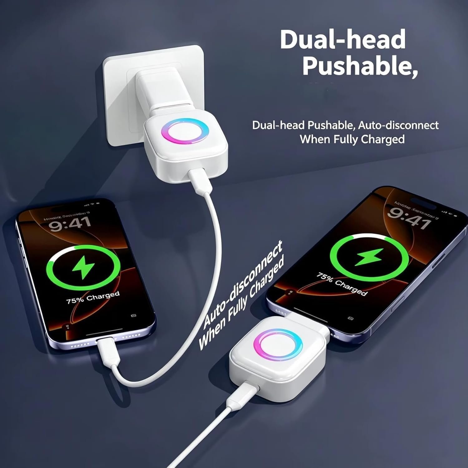 Type-C Auto Cut-Off Charging Adapter, Smart USB-C Charging Protector with Auto Disconnect, Fast Charging Compatible for All Type-C Devices
