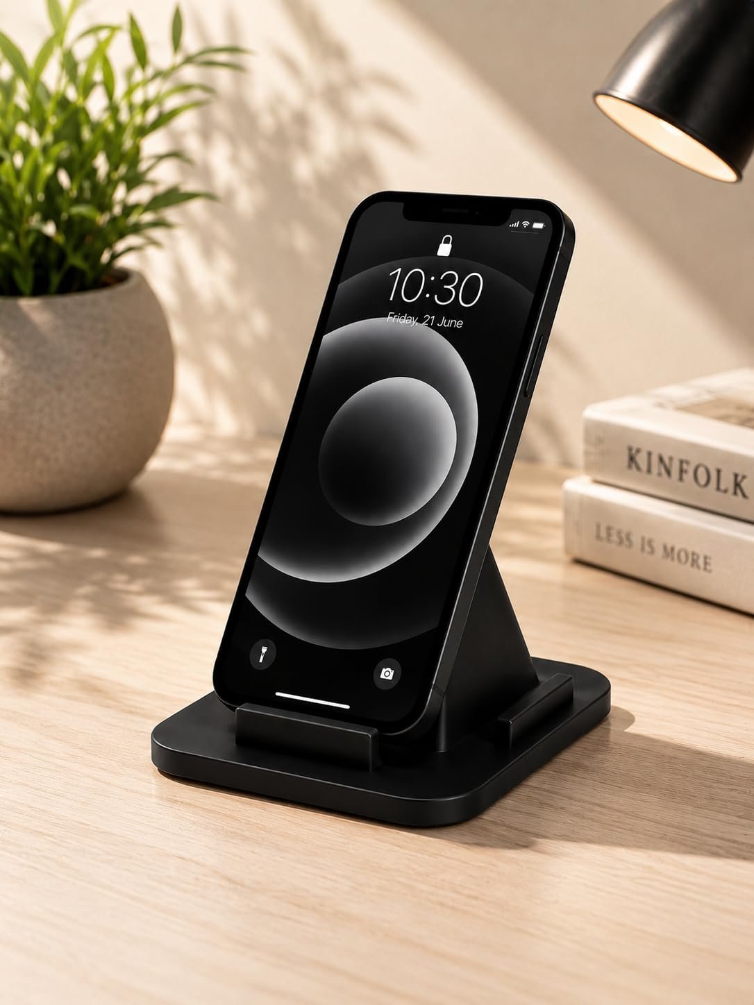 Multipurpose Mobile Phone Stand Holder for Desk | Pyramid Shape Anti-Slip Smartphone Stand for Table, Office & Home Use (Black)