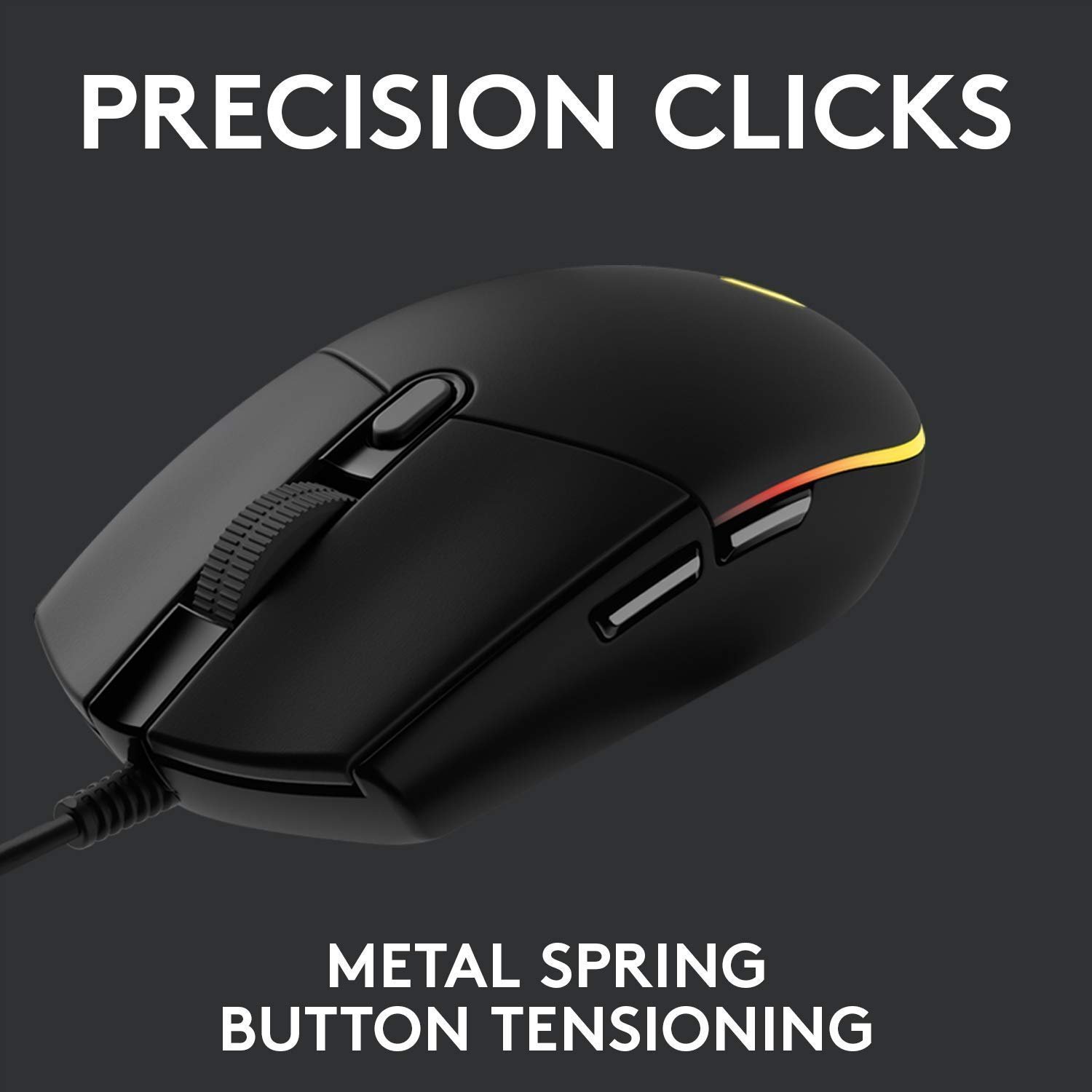 Logitech G102 Light Sync Gaming Mouse with Customizable RGB Lighting, 6 Programmable Buttons, Gaming Grade Sensor, 8K DPI Tracking,16.8mn Color, Light Weight - Black