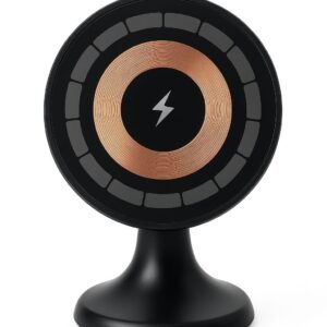 Egnius Wireless Car Charger with 15 Watts Fast Charging (Qi Compatible), Free Type-C Cable, 360° Rotation, for iPhone & Android Smartphones (Black)