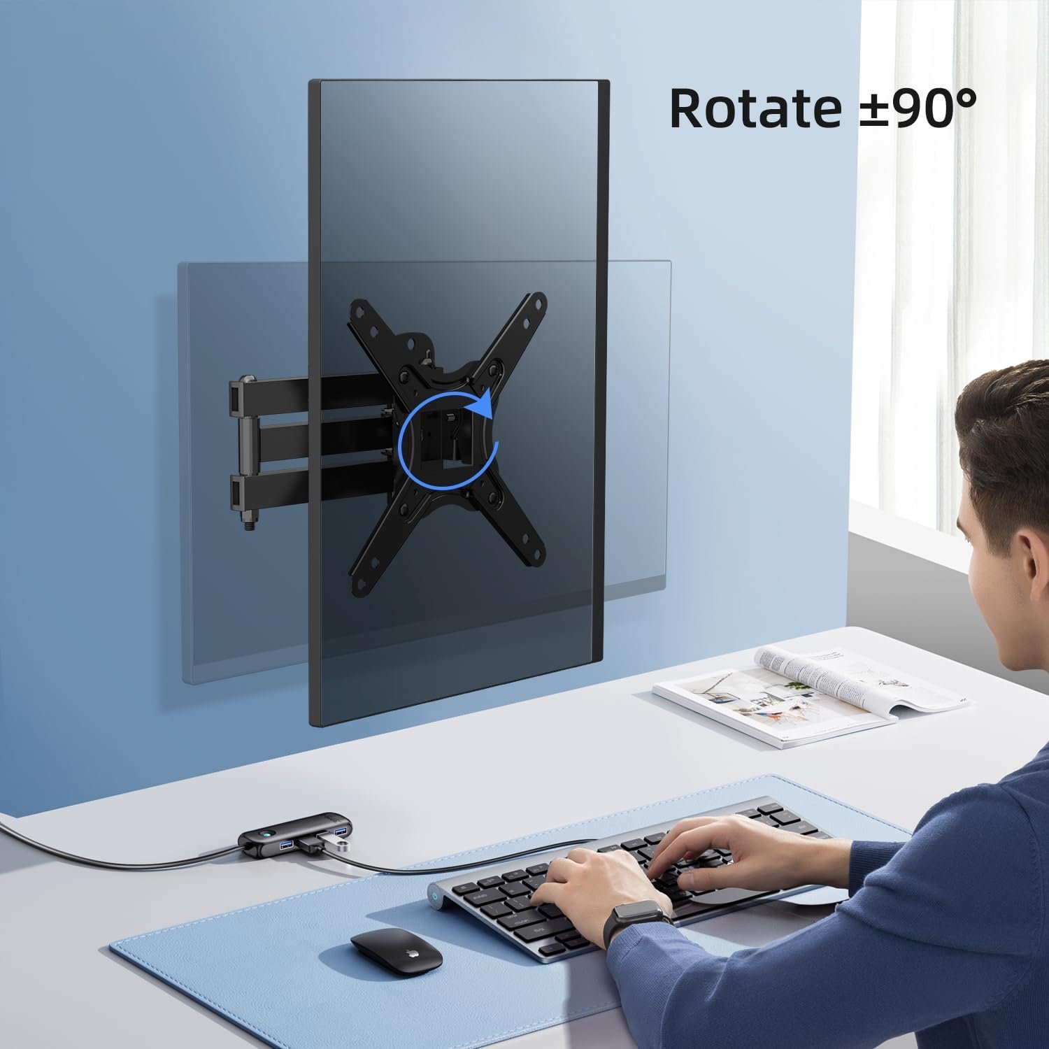 Full Motion TV Monitor Wall Mount for Most 13-43 Inch LED LCD Flat Curved Screen TVs & Monitors, Articulating Arms Swivel Tilt Extension Rotation, Max VESA 200x200mm up to 44lbs, MA1345