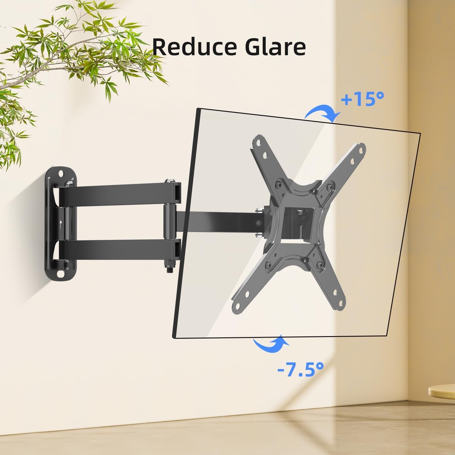 Full Motion TV Monitor Wall Mount for Most 13-43 Inch LED LCD Flat Curved Screen TVs & Monitors, Articulating Arms Swivel Tilt Extension Rotation, Max VESA 200x200mm up to 44lbs, MA1345