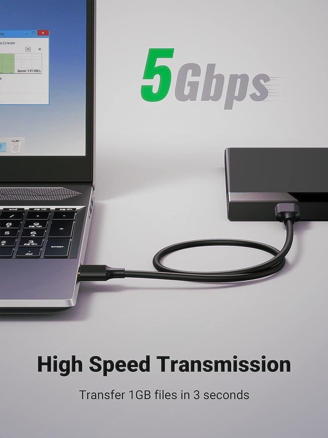High Speed Data Sync USB 3.0 Type A Male to Micro B Cord for Wd/Seagate/Toshiba/Samsung/Hitachi, Etc External Hard Disk/Drives Cables (Black) (1.5Ft)