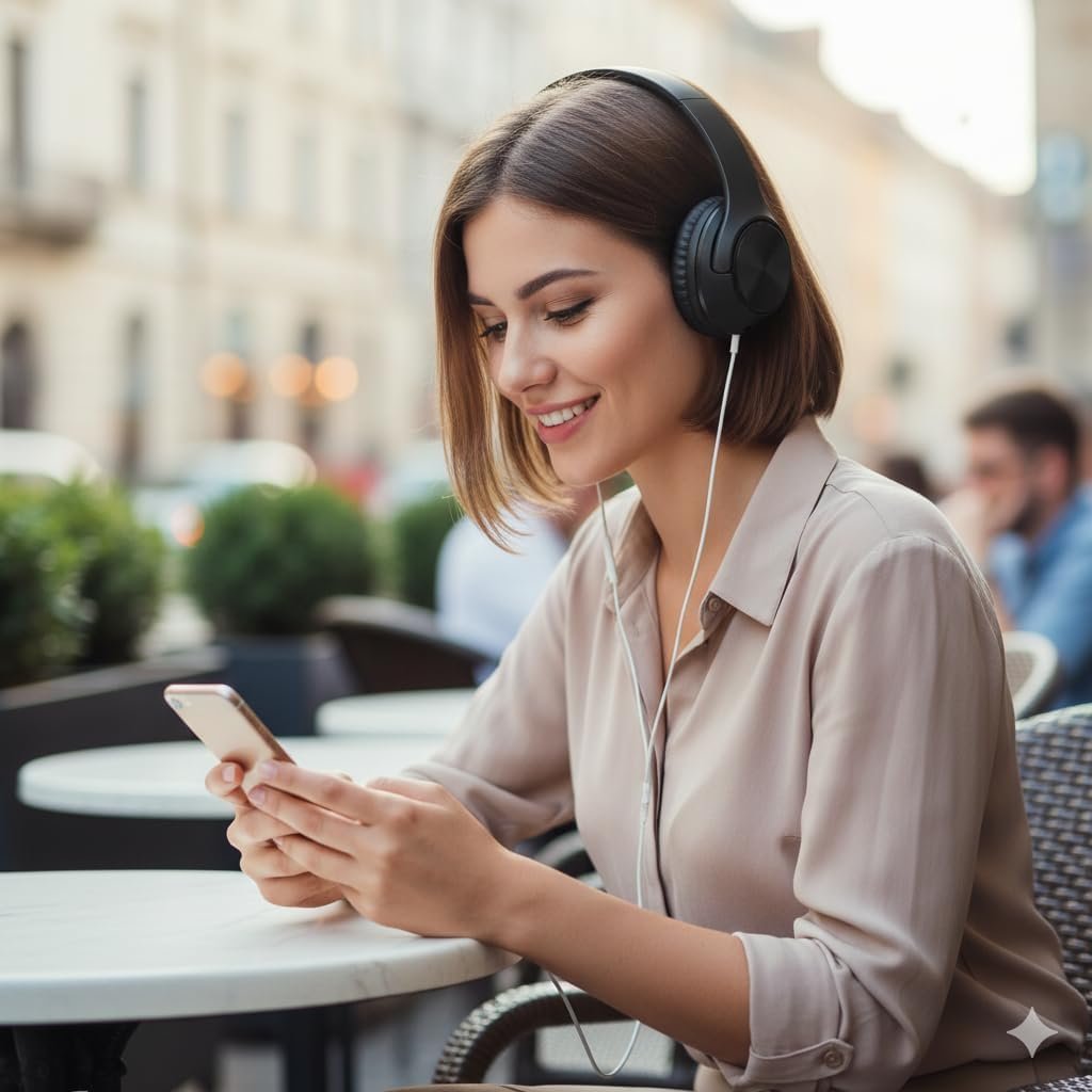 NakshSales Wireless Bluetooth Headphones with Deep Bass Stereo Sound, Foldable Over-Ear Design, Soft Cushioned Earpads & Built-in Mic for Music, Online Classes & Travel, Calls