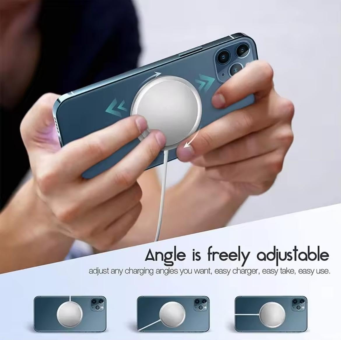 15W Magnetic Induction Wireless Charger with Fast Type-C Charging – Compatible with iPhone 15/14/13/12/11 Series (Standard, Pro, Pro Max) & AirPods