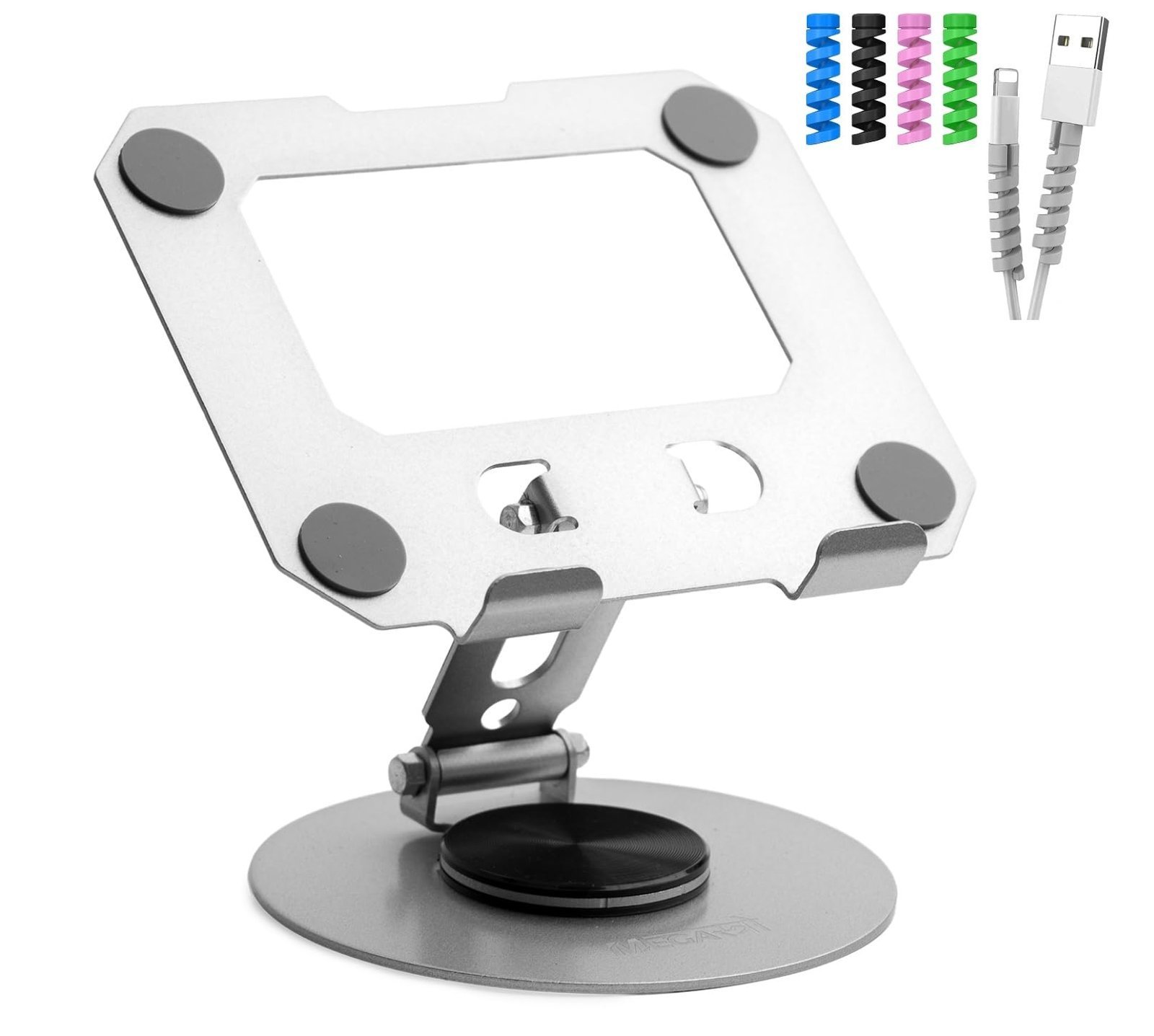 Tablet Stand | Heavy Duty |Carbon Steel, 360° Rotation, 180° Tilt | Foldable, Ergonomic Design | Universal Compatibility for iPad, Samsung, Lenovo, OnePlus & All 7–13" Tablets