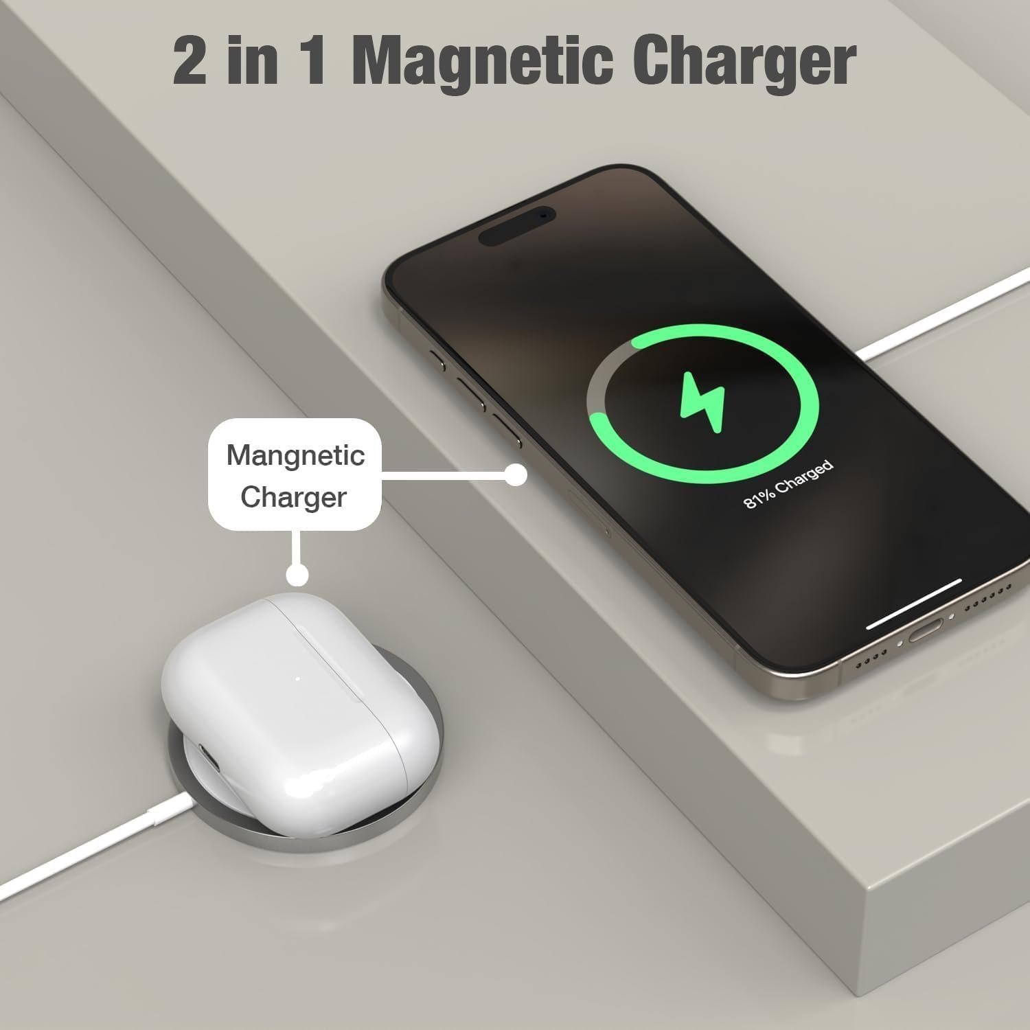 Magnetic Wireless Charger for iPhone, 15W Fast Charging USB-C, Qi Type-C Inductive Charging Station Compatible with iPhone 17/16/15/14/13/12 Series