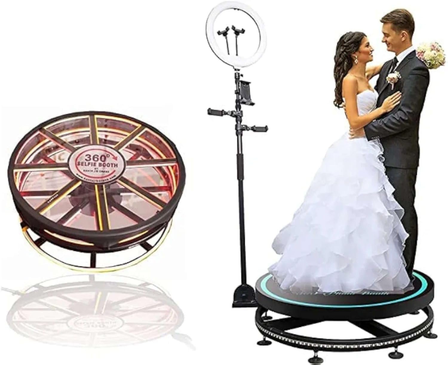 360 Photo Booth Rotating Platform with LED Ring Light