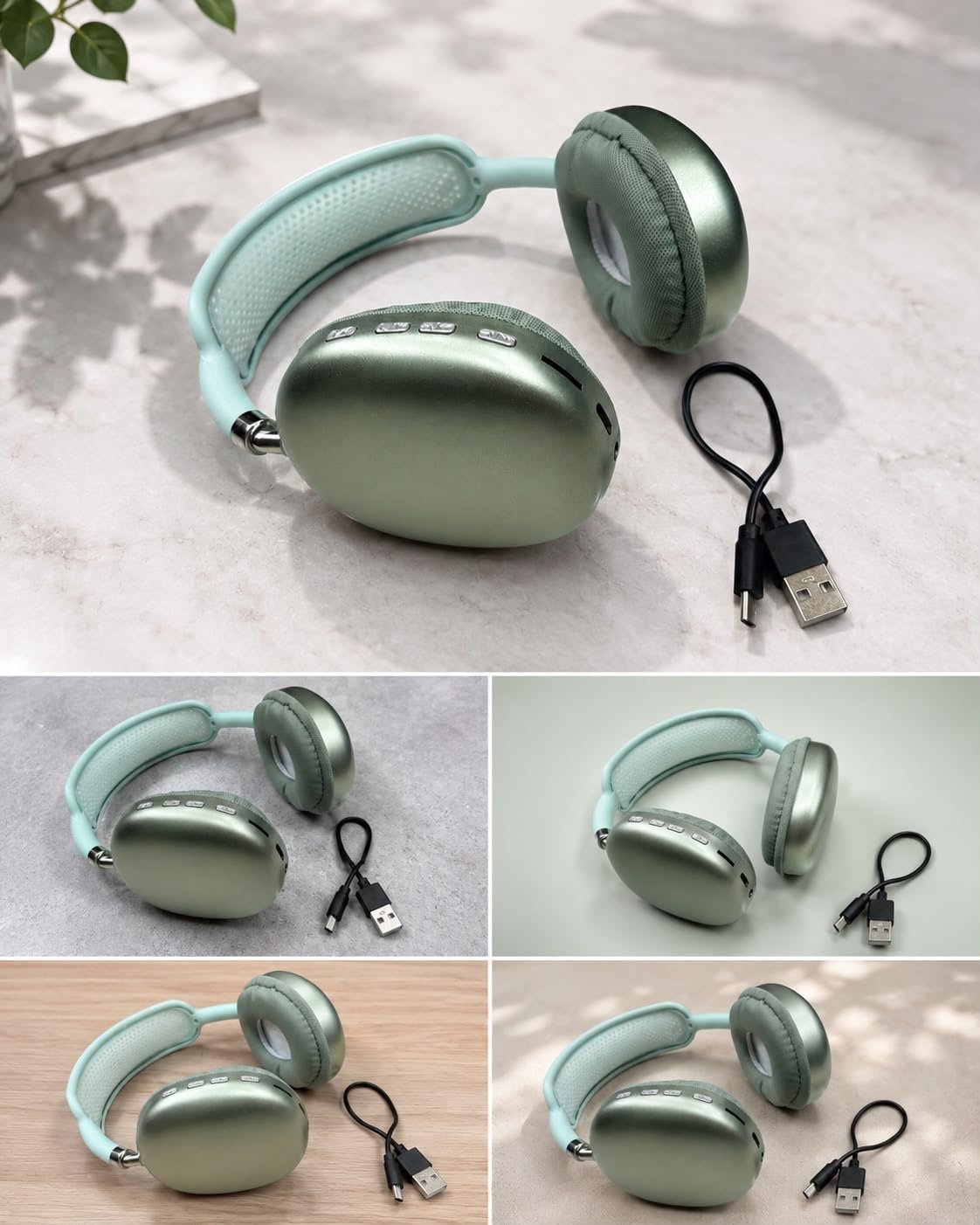 Wireless Bluetooth Over-Ear Headphones with USB Charging Cable